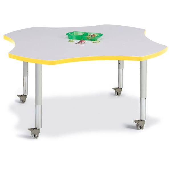 Berries Four Leaf Activity Table, Mobile, Freckled Gray/Yellow/Gray